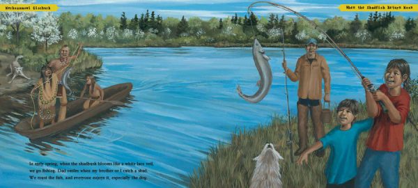 Interior spread #2 for When the Shadbush Blooms by Carla Messinger; Susan Katz and David Fadden