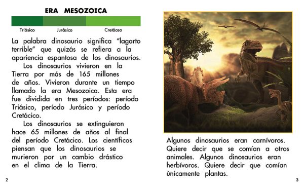 Interior spread #1 for Los dinosaurios by Barbara M. Flores; Elena Castro; Eddie Hernández