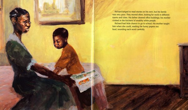 Interior spread #1 for Richard Wright and the Library Card by William Miller and R. Gregory Christie