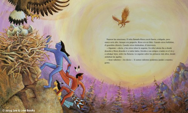 Interior spread #2 for La visión de Caballo Loco by Joseph Bruchac and S. D. Nelson