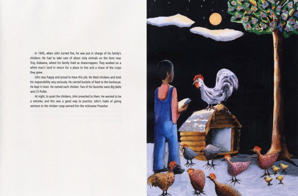Interior spread #3 for John Lewis in the Lead by Jim Haskins; Kathleen Benson and Benny Andrews