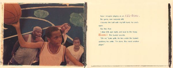 Interior spread #3 for Strong to the Hoop by John Coy and Leslie Jean-Bart
