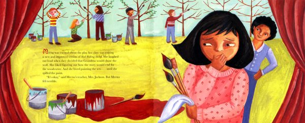 Interior spread #1 for The Happiest Tree by Uma Krishnaswami and Ruth Jeyaveeran
