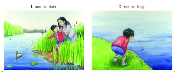 Interior spread #3 for What Do You See at the Pond? by Anastasia Suen and Aaron Boyd