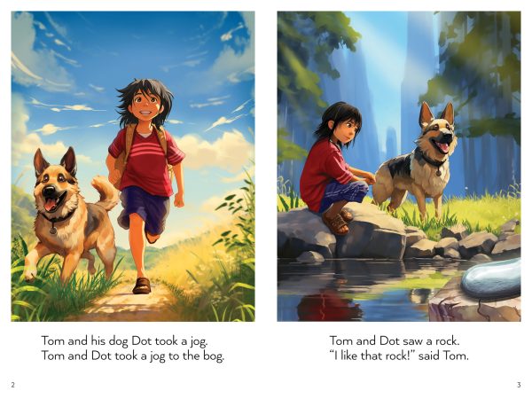 Interior spread #1 for Grandfather Rock (Drumbeat Decodables #2) by Sandra Samatte and Julian Grafenauer