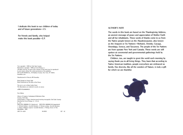 Interior spread #1 for Giving Thanks by Chief Jake Swamp and Erwin Printup Jr.