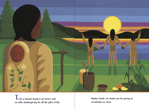 Interior spread #2 for Giving Thanks by Chief Jake Swamp and Erwin Printup Jr.