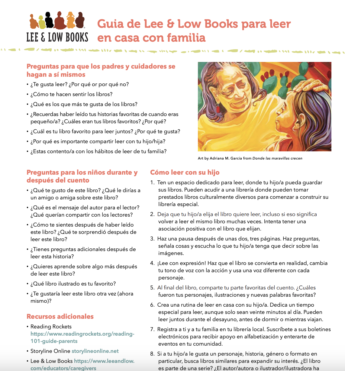 Guía de Lee & Low Books para leer en casa con familia