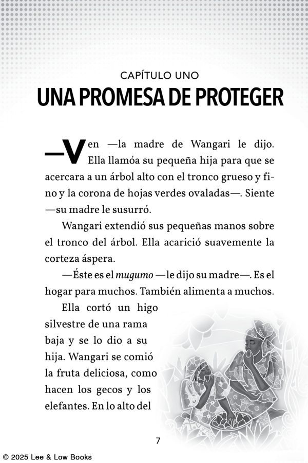 Interior spread #1 for La historia de la ambientalista Wangari Maathai (The Story of Environmentalist Wangari Maathai) by Jen Cullerton Johnson; Rita E. Urquijo-Ruiz and Sonia Lynn Sadler